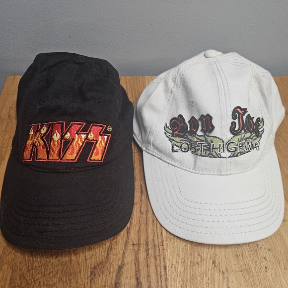 Vintage Hat lot rock metal Kiss Bon Jovi band music tour y2k - Picture 1 of 7